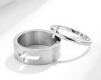 Stainless Steel Cross Shelf Couple Fashion Rings