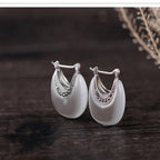 Silver Vintage Cat's Eye Stone Earrings