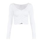Summer 2018 Women's Long Sleeve U-Neck Crop Top