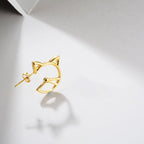 Gold Cat Outline Stud Earrings