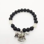 Lava Rock Beaded Bracelet with Glow-in-the-Dark Horse Charm
