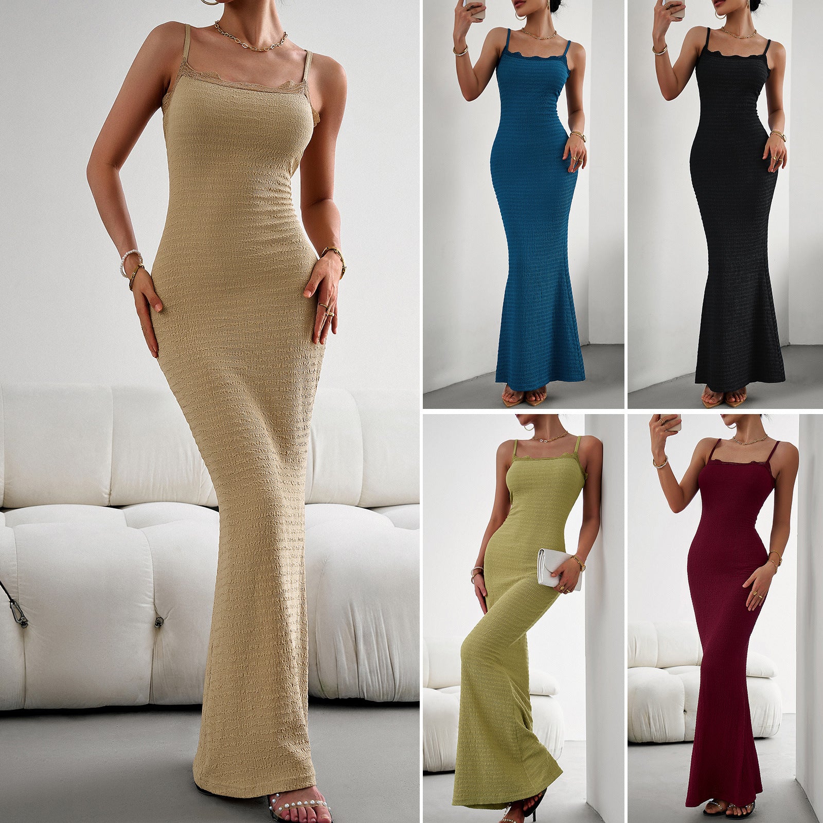 2023 Autumn Women's Slim Fit Spaghetti Strap Dress