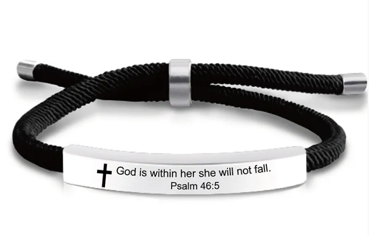 Scripture Cross Cord Bracelet (Psalm 46:5) | Christian Jewelry