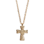 Ornate Gold Cross Pendant Necklace