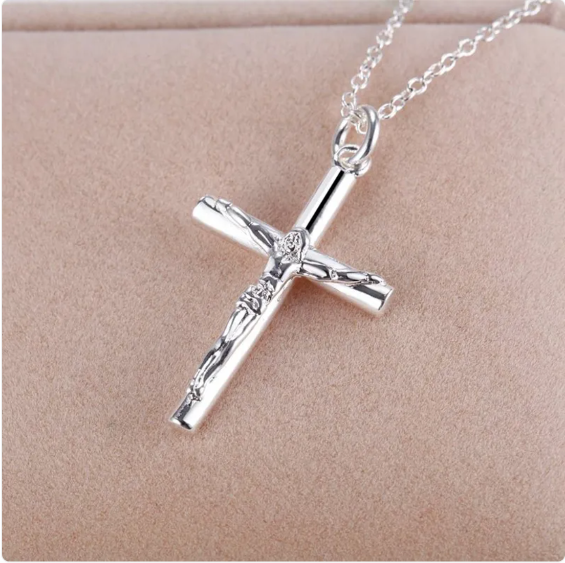 Silver Jesus Crucifix Cross Necklace | Christian Jewelry