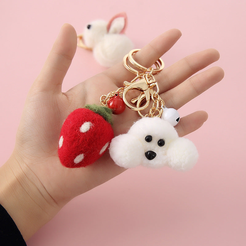 Cute Cartoon Teddy Rabbit Wool Felt Key Chain Pendant | Accessory