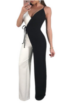 Color Block Wide Leg Jumpsuit with Spaghetti Straps