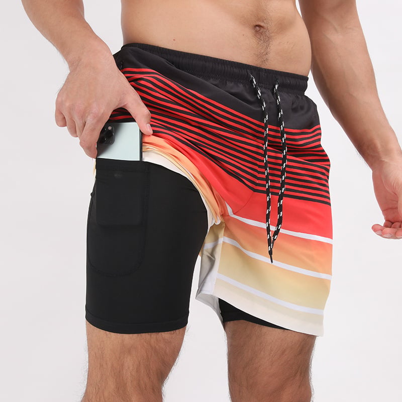 Men's Quick Dry Double-Layer Swim Trunks