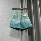 Gradient Wide Leg Denim Shorts for Women