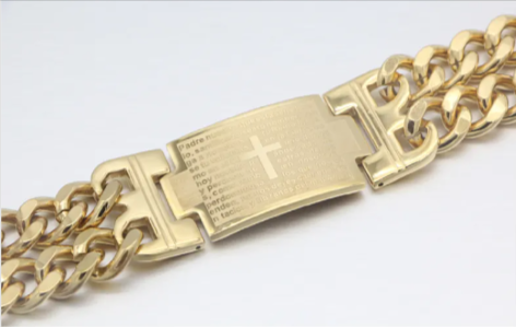 Scripture Cross Curb Chain Bracelet