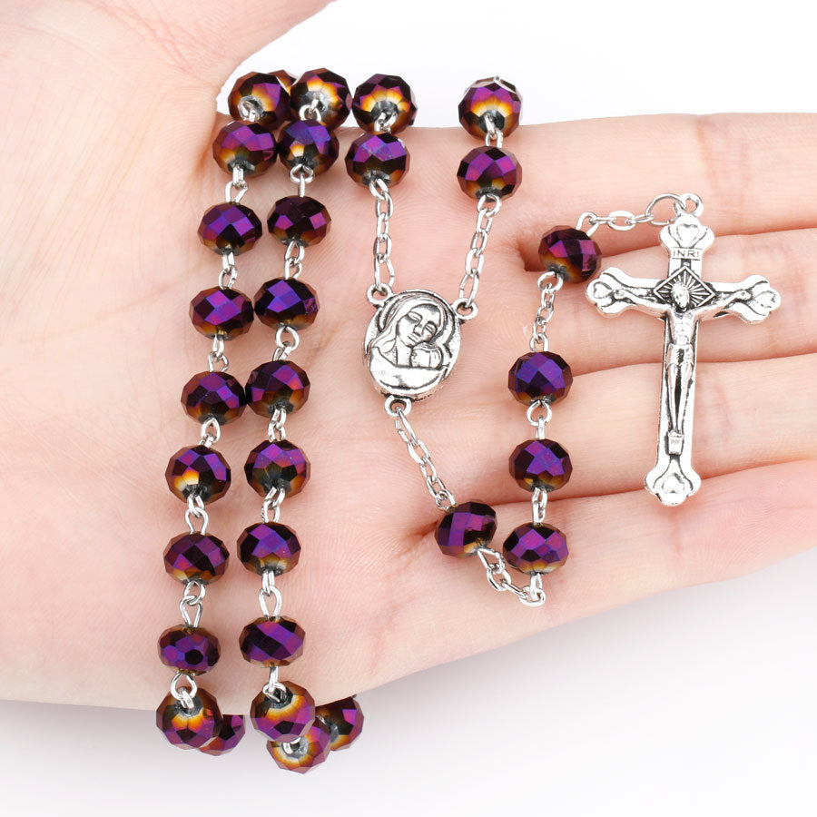 Beaded Crucifix Rosary Necklace
