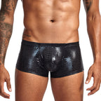 Men's Metallic Snakeskin Low-Waist Boxer Trunks