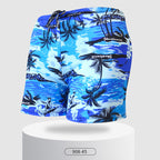 Large Loose Fit Adult Swim Shorts with Beach Print