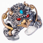 Silver Brass Mythical Beast Statement Ring for Men