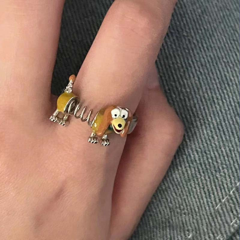 Cartoon Spring Slinky Dog Ring