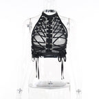 Spring 2023 Sheer Mesh Crop Top with Ties for Women
