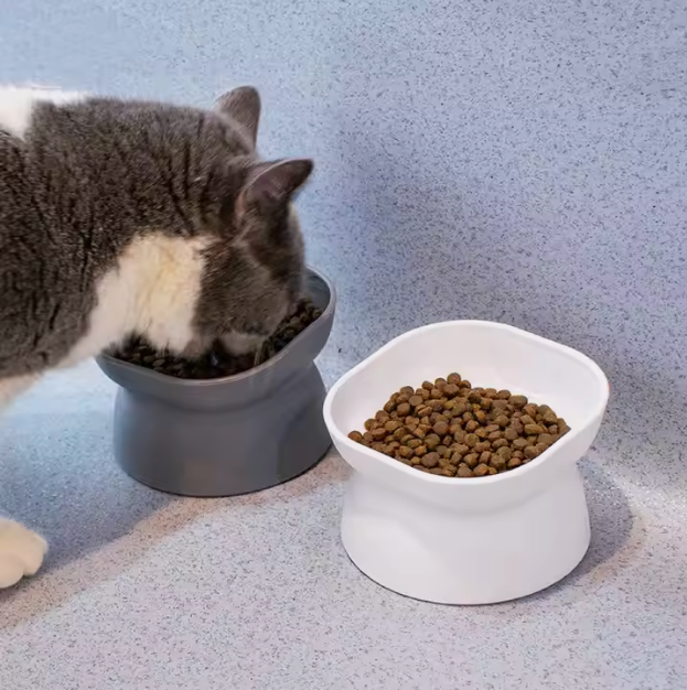 Elevated Tilted Pet Bowl 15-Degree Raised Cat Dog Food Water Feeder Anti-Vomit Ergonomic Neck Protection Bowl