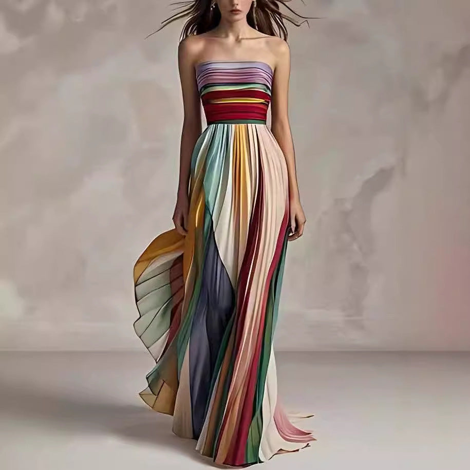 Women's Printed Tube Top Maxi Dress