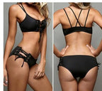Women's Black Lace-Up Bikini Set