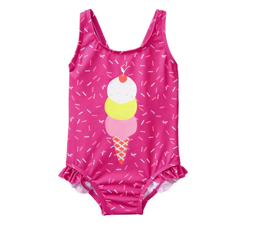 Girls' UPF Ice Cream Print One-Piece Swimsuit