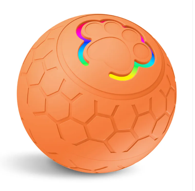 Interactive Smart Pet Ball, Automatic Rolling & Jumping LED Dog Cat Toy, Rechargeable Motion-Activated Silicone Play Ball