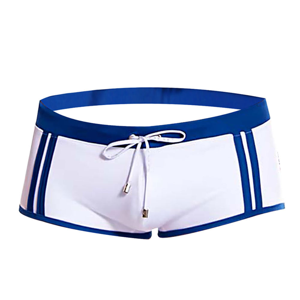 Men's White Sporty Boxer Swim Trunks