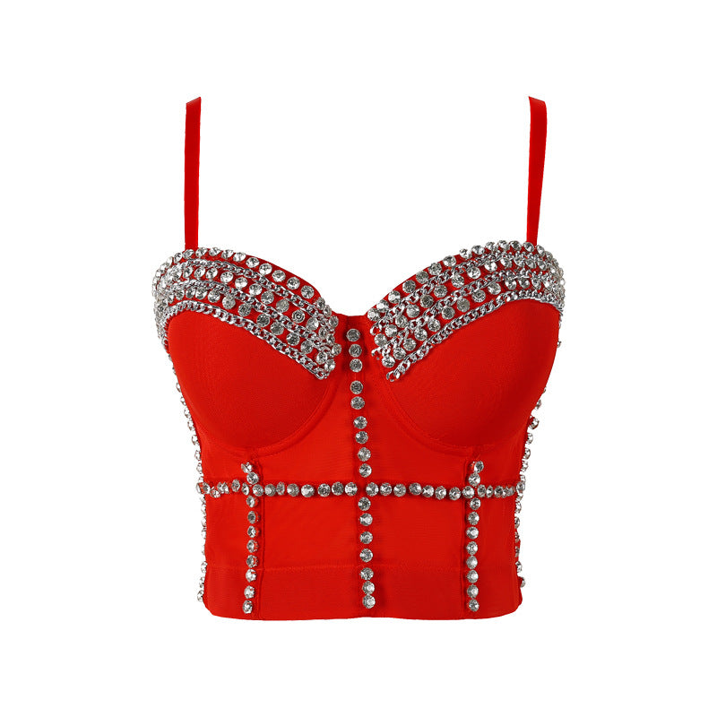 Beaded Strapless Crop Top Performance Outfit