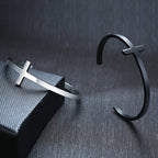 Stainless Steel Cross Bracelet with Bare Body Design