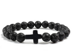 Lava Stone Cross Bracelet