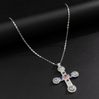Jeweled Cross Drop Earrings