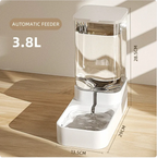 Automatic Gravity Pet Feeder & Water Dispenser, 3.8L Large Capacity, See-Through Food & Water Station for Cats and Dogs