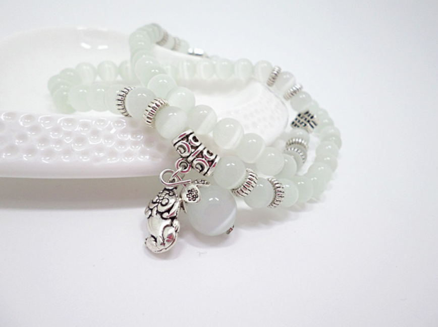 Cat's Eye Stone Pixiu Beaded Bracelet