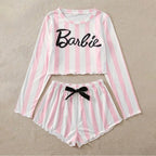 Pink And White Striped Short Sleepwear
