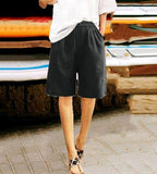 Cotton & Linen Women's Cropped High Waist Loose Shorts