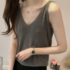 Slim Knit V-Neck Sleeveless Tank Top for Women