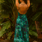 Floral Strappy High-Slit Slip Maxi Dress