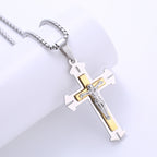 Vintage Stainless Steel Crucifix Cross Necklace