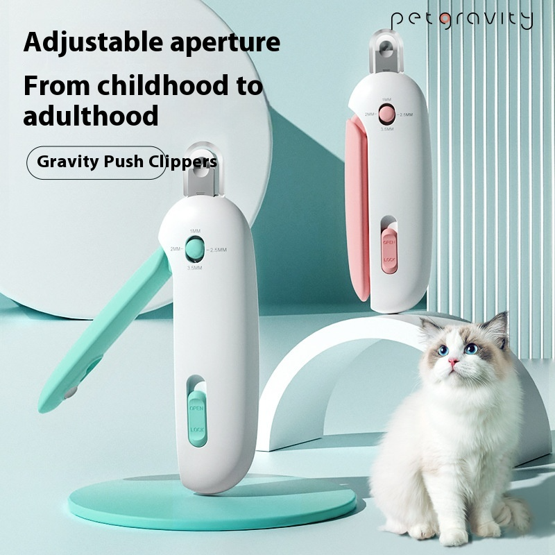 Pet Nail Trimmer with Adjustable Aperture & Hidden File, Safety Guard Nail Clipper for Cats and Small to Large Dogs