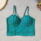 Pearl-Embellished Bustier Camisole Top