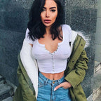 2021 Fashion Women’s Short Sleeve Crop Top Blouse