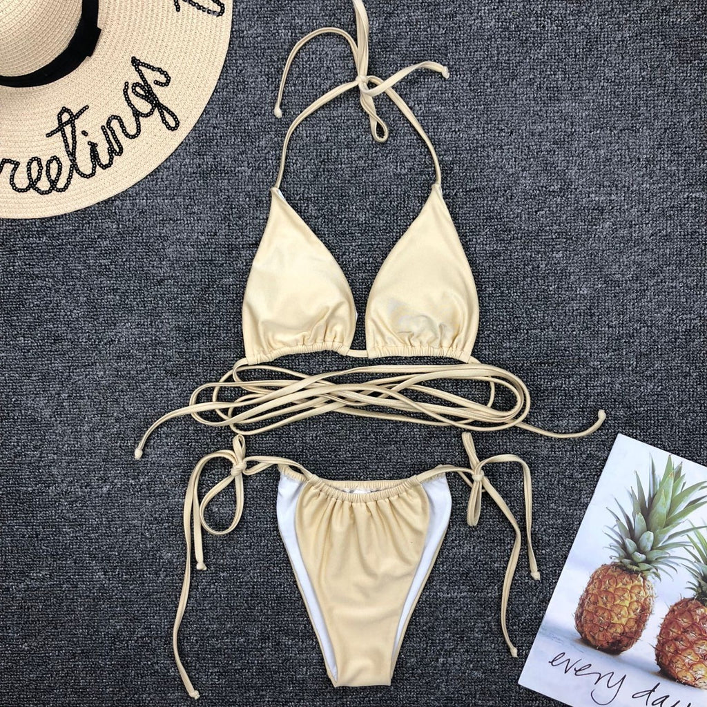 White Strappy Wrap Bikini Set