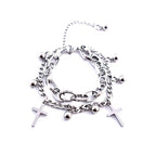 Vintage Cross Charm Chain Bracelet