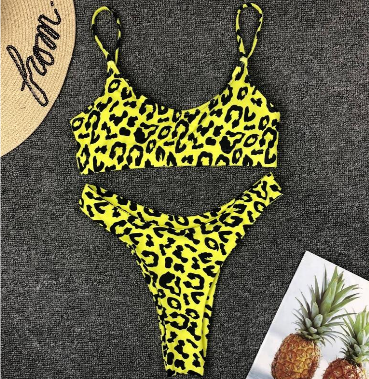 Women's Neon Leopard Print Bikini Set
