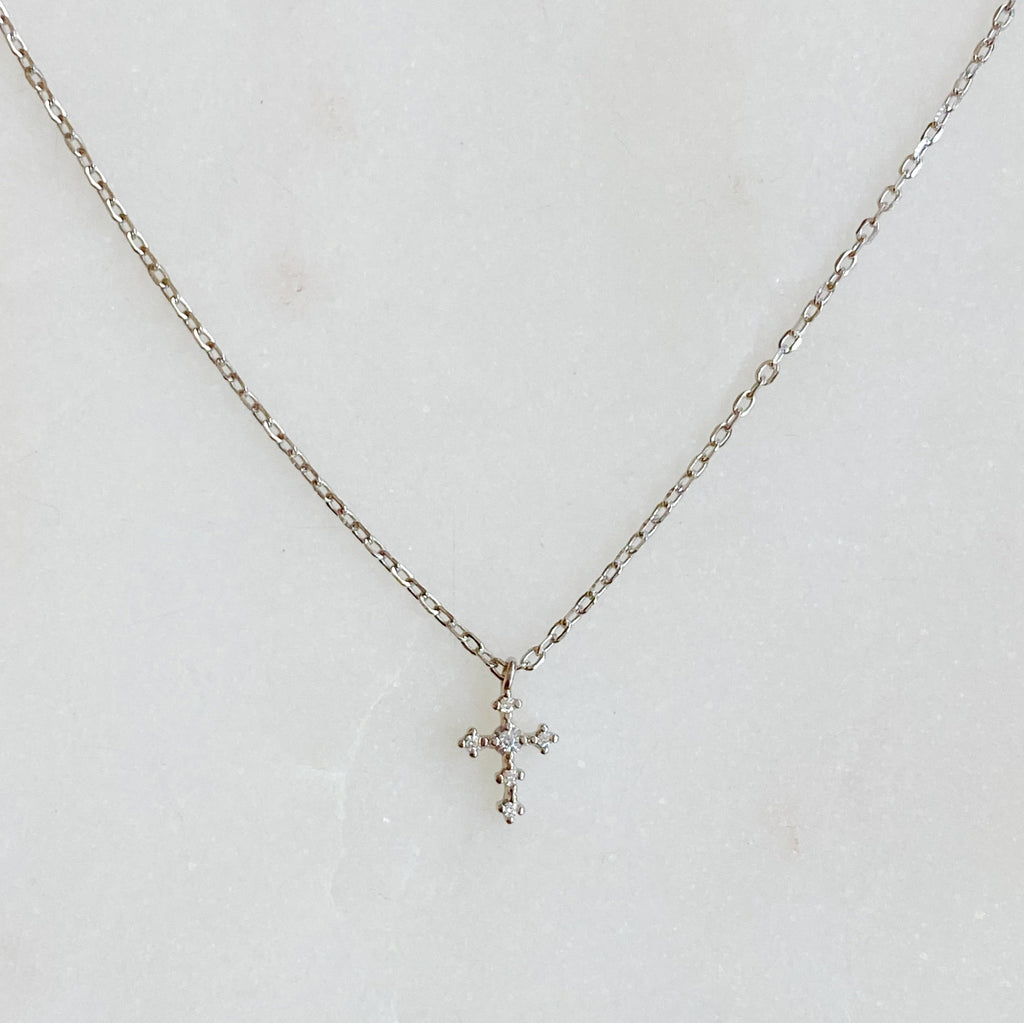 Dainty CZ Cross Pendant Necklace