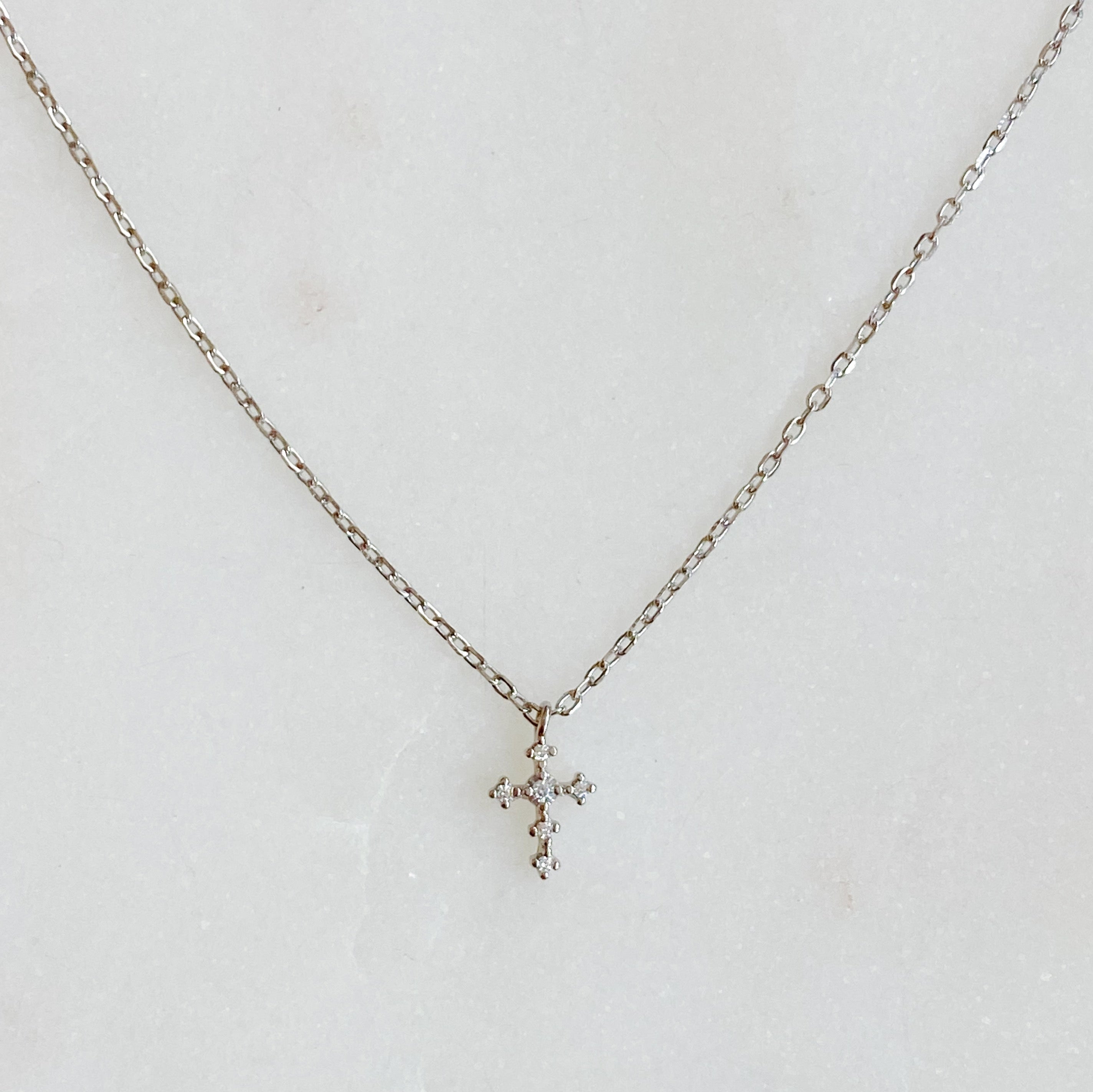 Dainty CZ Cross Pendant Necklace