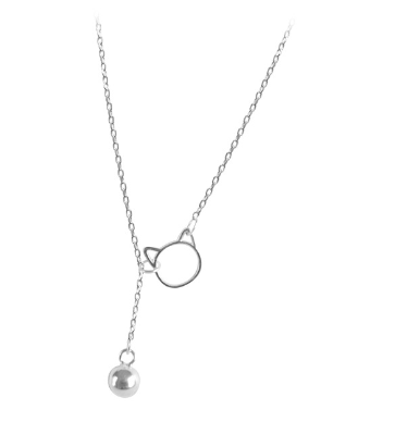 Silver Cat Outline Pendant Necklace