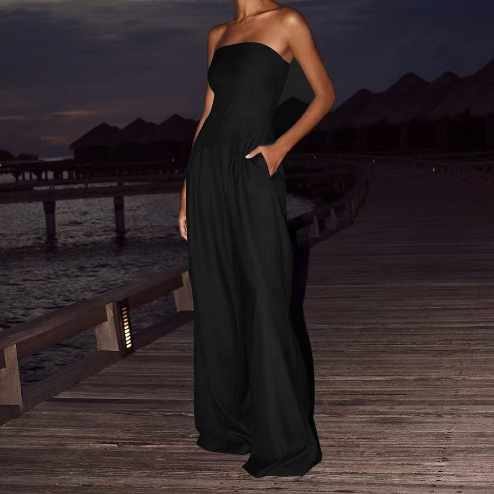 Women's Tube Top Wide-Leg Jumpsuit