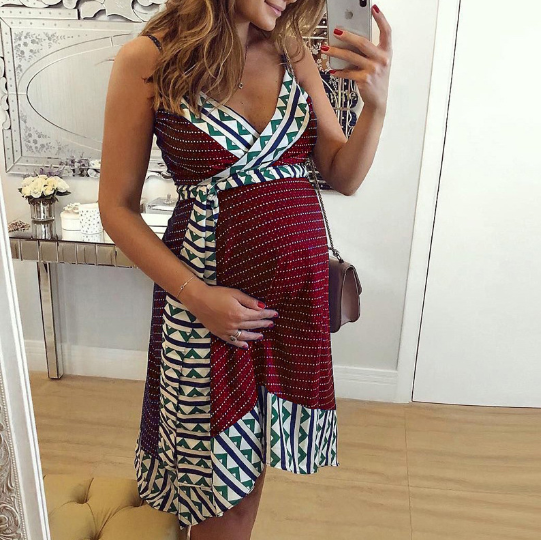 Floral Maternity Dress with Spaghetti Straps (Women)