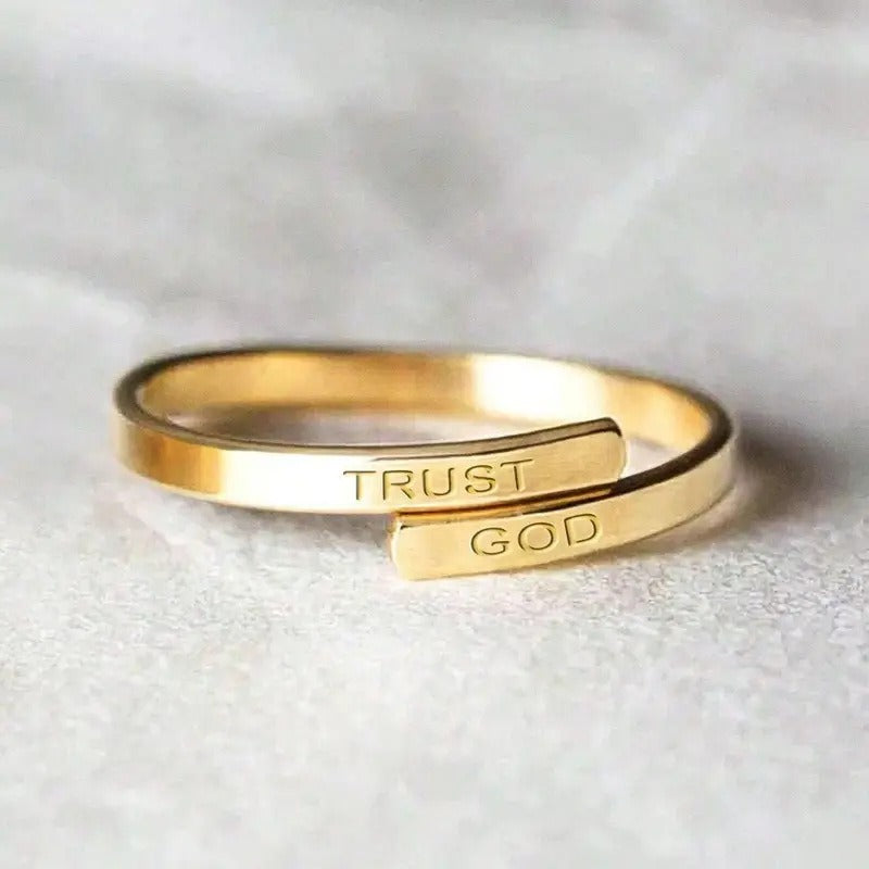 TRUST GOD Adjustable Engraved Ring