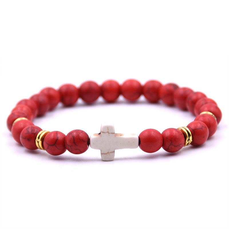 Stone White Turquoise Cross Bracelet (Multi-color)